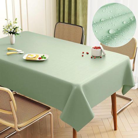 Uniclife Nappe rectangulaire en plastique imperméable, résistante à l'huile et aux taches, infroissable, pour pique-nique, fête, mariage, 140 x 180 cm, vert (1/5)