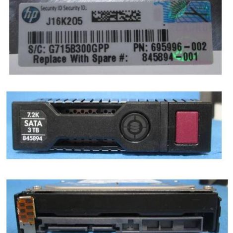 Disco rigido HP Enterprise da 3 TB, 3,5", SATA 7.2K 6 Gb/s MDL SC, codice 845894-001