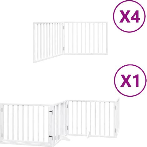 Barrière pour chien porte pliable 12 panneaux bois de peuplier