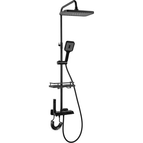 Colonne de douche Silla, système de douche avec mitigeur réglable en hauteur, design moderne, Noir