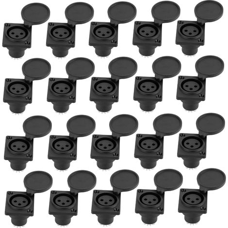 Lot de 20 connecteurs XLR femelles 3 broches pour amplificateur audio, avec capuchon étanche. (1/5)