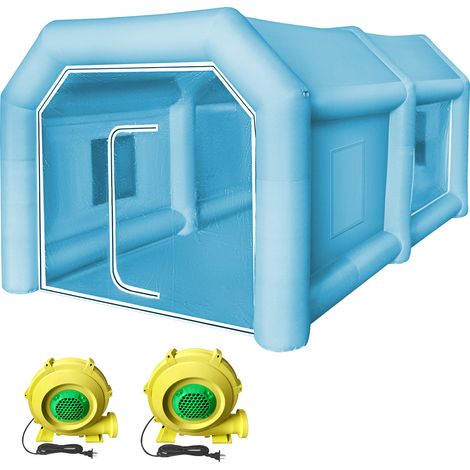 VEVOR Cabina de Pintura Hinchable 4x2,5x2,2 m Carpa de Pintura Hinchable para Automoción Fabricada en Tela Oxford 210D con 2 Potentes Sopladores, Estación de Trabajo para Pintura, Garaje, Taller