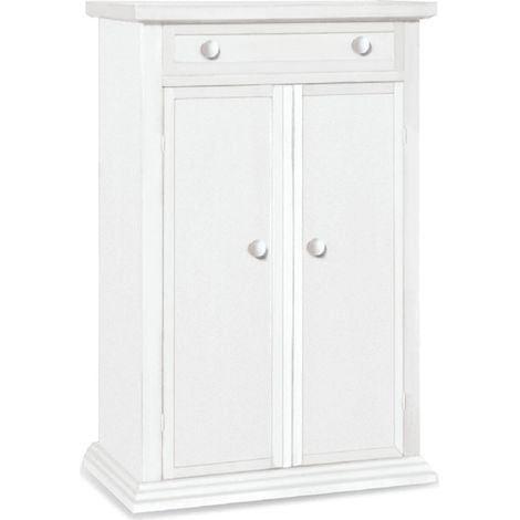 Scarpiera 2 ante con cassetto in legno Colori Legno: Bianco Opaco