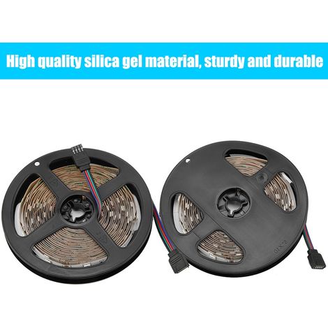 Bande LED flexible pour écran de télévision, éclairage de fond de bureau, diode LED, télécommande 44 touches avec adaptateur secteur 100-240 V. (1/5)