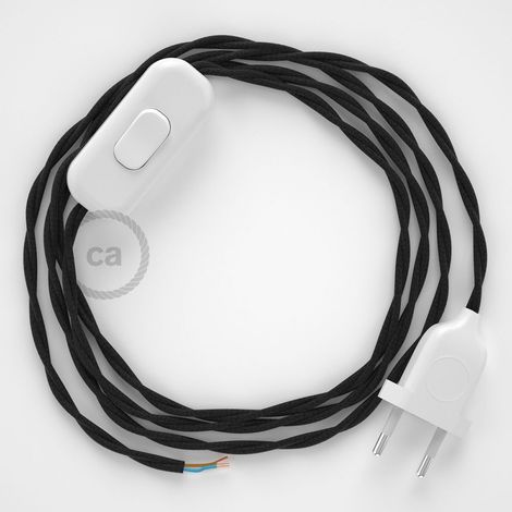 creative cables - Cablaggio per Lampada, Cavo TC04 Cotone Nero 1,80 m. Scegli Il Colore dell'interuttore e della Spina. - Bianco (1/5)