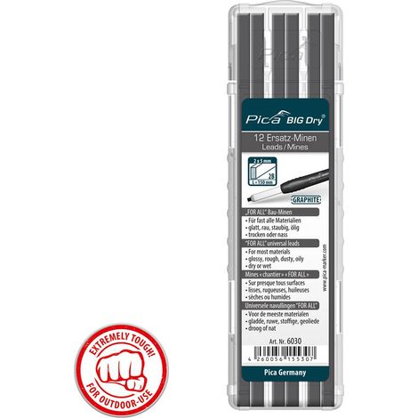 Pica BIG DRY 6060 Automatic Pencil 2B Graphite Refills 12 Leads All Surface 6030