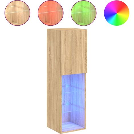 Mobile TV Armadietto TV Mobile Porta TV con Luci LED Rovere Sonoma 30,5x30x102 cm (1/5)
