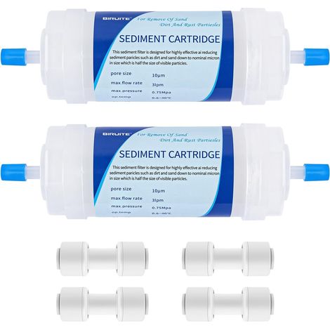 Système de filtration d'extérieur pour tuyaux en polyéthylène 1/4" et systèmes d'égouttement de jardin (2 filtres à eau + 2 adaptateurs rapides) (1/5)