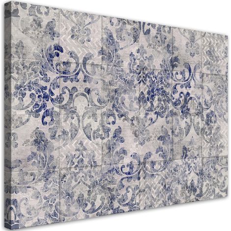 Quadro su tela, Ornamento blu su piastrelle portoghesi - 100x70 (1/5)