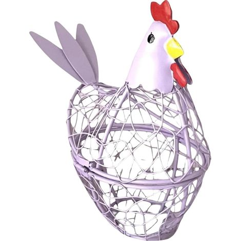 Panier à œufs pour plan de travail Panier Métallique Décoratif Rustique Porte-Œufs en Forme de Poule pour Jardin, Cueillette de Fruits Légumes, Pâques, Snacks (1/5)