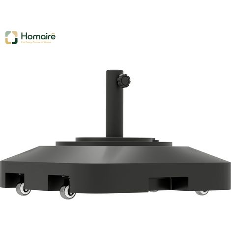 HOMAIRE Sonnenschirmständer quadratisch mit Rollen, befüllbar bis 25 kg, für Schirmdurchmesser Ø38/48 mm, geeignet für Balkon, Terasse, Garten, Schwarz
