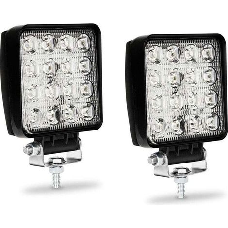 2x Phare de Travail LED 48W LED Phare Travail Projecteur Feux , XU,Antibrouillard pour Voiture Camion UTV SUV Offroad Tracteur Bateau - (1/4)