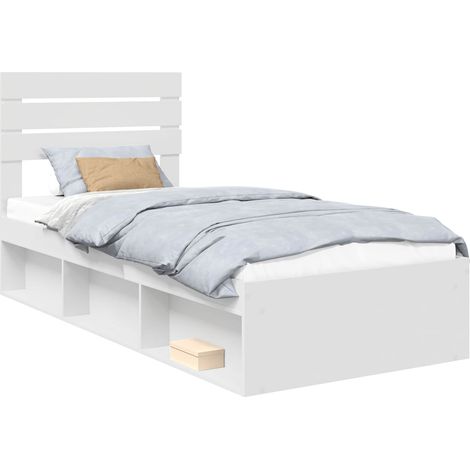 Maison Exclusive - Bettrahmen mit Kopfteil Weiß 100 x 200 cm Mass