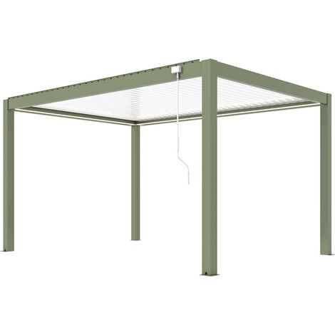 PROLOISIRS Pergola bioclimatique autoportée solaire en aluminium - MIRA 3 x 4 m - Coloris amande avec lames blanches