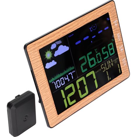 Station météo numérique sans fil WiFi avec écran couleur, moniteur météo intérieur/extérieur de température et d'humidité avec capteur (1/5)