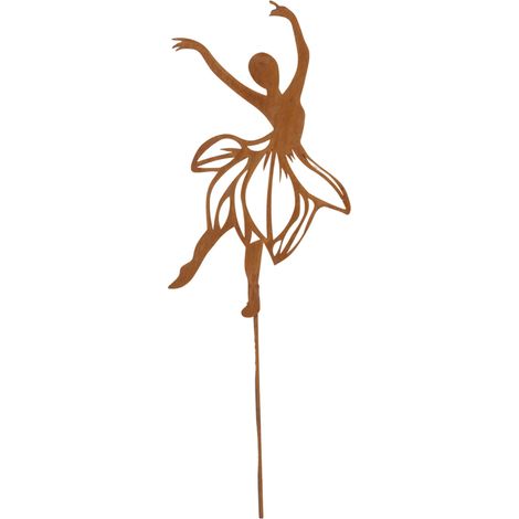 Ornamento da giardino in metallo raffigurante una ballerina danzante, in acciaio Corten, 41 cm. (1/4)