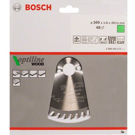 Kreissägeblatt Optiline Wood AD 160mm Z.48 WZ Bohr.20mm Schnitt-B.1,8mm HM BOSCH (1/2)