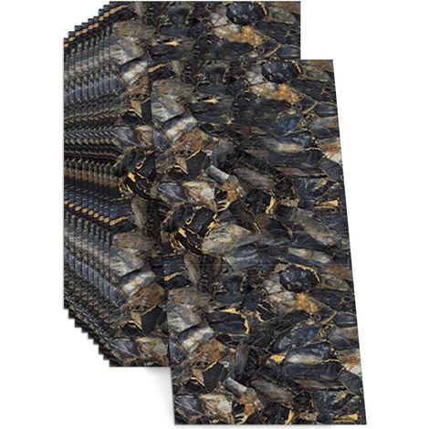 10 autocollants carreaux de marbre, 60x30 cm Carreaux muraux autocollants, à coller et décoller Étanches et résistantes à l'huile Autocollants muraux en PVC brillant pour la cuisine, la salle (1/5)