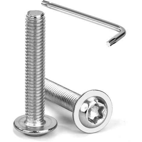 20 Pièces Vis à Tête Bombée Torx avec Bride M6 x 35 mm Vis à Six Pans Creux en Acier Inoxydable A2 V2A Boulons à Tête Hexagonale avec Clé T30 Filetage Complet (1/5)