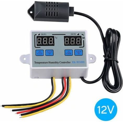 Thermostat et programmateur de température Contrôleur d'humidité de température numérique double Thermostat de réfrigérateur domestique Hygromètre thermomètre hygromètre XK-W1099 DC12V, DC12V (1/5)