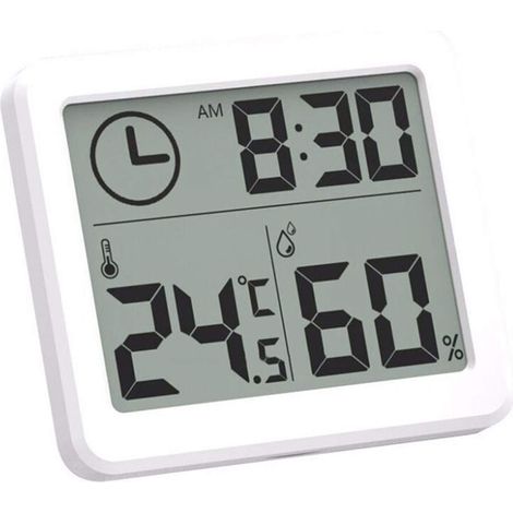 Numérique Intérieur Thermomètre d'hygromètre, Station Météo Réveil LCD C/F Commutable Compteur d'humidité de la Température Support Mural et Support de Table,Oi-FRIS (1/5)