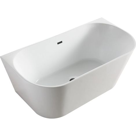 Balneo Baignoire semi-îlot Murale 170x80cm, accessoires noir, Acrylique thermoformé 3.5mm, avec pieds réglables, VIVA (1/4)
