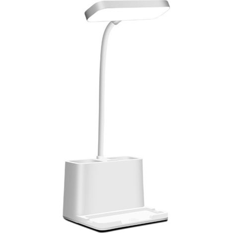 Lampada da scrivania a 20 LED, controllo touch, 3 colori, temperatura regolabile, supporto per telefono, doppio portapenne, flessibile