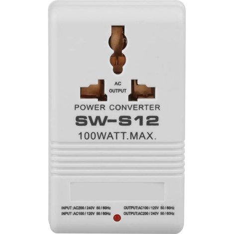 55-60Hz 100W Voltage Converter Adapter, Step-Up Transformer 100V 110V/120V to 220V/240V, Travel GS05377 (1/5)