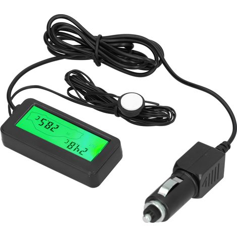 Mini thermomètre électronique avec écran LCD, 12 V CC, pour voiture, intérieur et extérieur (vert). (1/5)