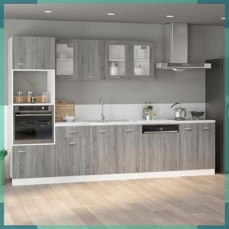 815604 Meuble micro-ondes 'Lyon' Gris Sonoma 60 x 57 x 207 cm Bois d'ingénierie (1/5)