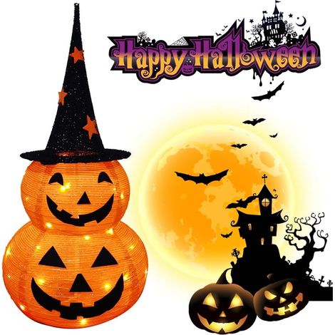 Lanterna a forma di zucca di Halloween da 94 cm, lanterna a forma di zucca arancione per decorazioni di Halloween interne ed esterne. (1/5)
