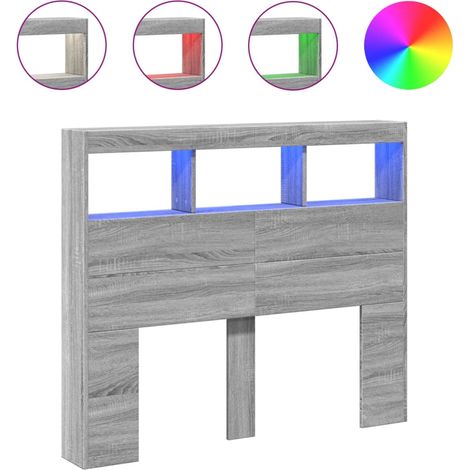 Maison Exclusive - Armoire tête de lit avec LED sonoma gris 120x17x102 cm (1/5)