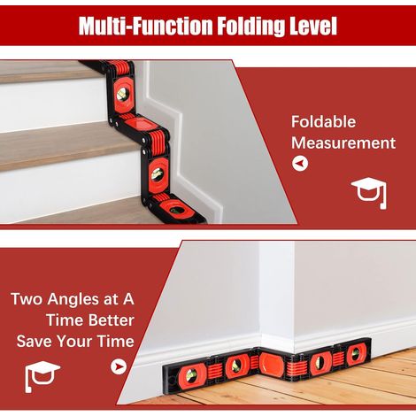 Niveau à bulle pliable, multifonction magnétique, niveau à bulle facile à lire, escalier à bulles, tube d'angle, mesure multi-angle, outils de travail du bois MOONSTARS (1/4)