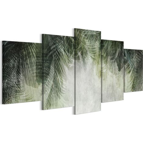 Gemälde auf italienischer Leinwand, 100 x 50 cm, Pentaptychon – Boho-Stil – Natur. Gemälde auf italienischer Leinwand, 150 x 75 cm, Pentaptychon – Boho-Stil – Natur.