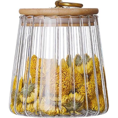 Bocaux en verre pour café, fruits secs, récipient hermétique, récipient décoratif avec couvercle en bambou (650 ml) (1/5)