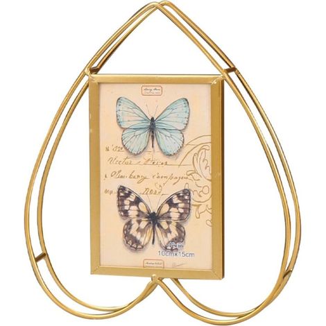 Cadre photo vertical en forme de cœur, cadre photo vintage doré, cadres photo décoratifs, cadre d'affichage idéal pour un mariage, la Saint-Valentin, une pendaison de crémaillère (cœur)