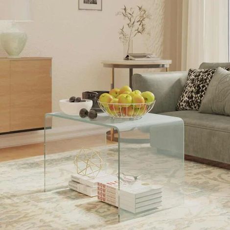 Table d'appoint en verre trempé 40x40x60 cm (1/5)