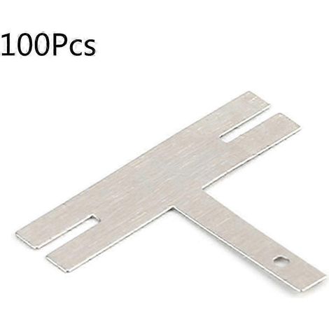 AURA Lot de 100 pièces de feuillards en acier nickelé en forme de T pour machines de soudage par points de batteries, rondelles (1/5)