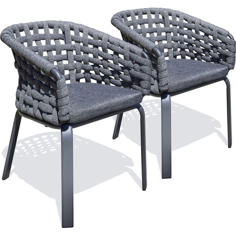 CAMARGUE - Set mit 2 Gartensesseln aus geflochtenem Seil, Alu - PARIS GARDEN