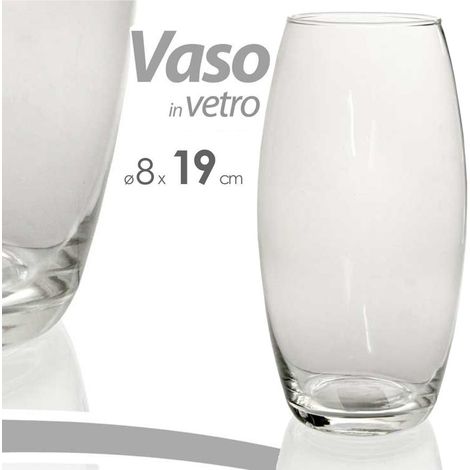 TrAdE Shop Traesio - Vaso 19x8cm In Vetro Trasparente Elegante Per Fiori Piante Decorazione Arredo -
