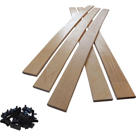 Lot de 5 lattes + embouts pour sommier et lit 874x53x8 mm Bois hêtre durable - 7 plis (1/5)
