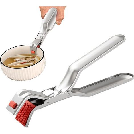 Pinzas de acero inoxidable para placas calefactoras,Diseño ergonómico antideslizante,Resistentes al calor,Pinzas multifuncionales para microondas (1/5)