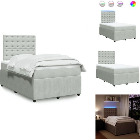 Sommier à lattes de lit et matelas gris clair 120x190cm velours - Sommier À Lattes De Lit - Sommiers À Lattes De Lit - Lit - Meuble De Chambre À Coucher (1/5)