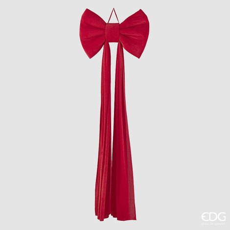 EDG Enzo De Gasperi Fiocco Natalizio in Velluto H210x80 cm Rosso – Decorazione di Natale (1/2)