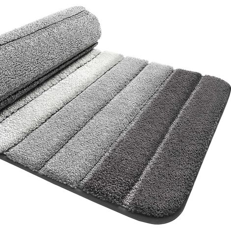 Tapis de Bain Antiderapant,Extra Doux Tapis Salle Bain,Lavable en Machine,Absorbant l'eau,40 x 60 cm,Gris (1/5)