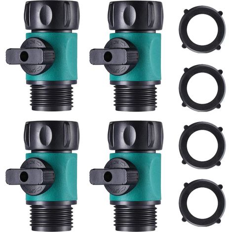 Hydrogarden ABS-Absperrventil für Gartenschlauch, 3/4-Zoll-Gewinde-Kugelhahn-Absperrschlauchadapter (4er-Pack) (1/3)