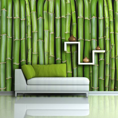 Papier Peint "Mur Vert Bambou II" 450x270cm (1/2)