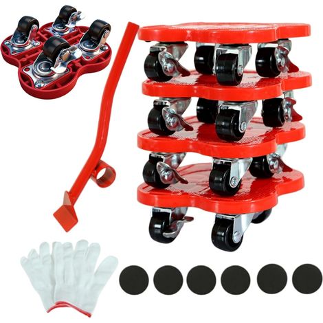 Kit de déplacement de meubles / patins – capacité de charge de 400 kg comprend 4 chariots à roulettes pivotantes (1/5)