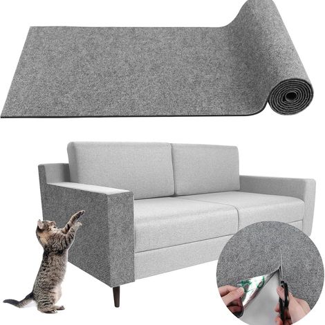 Selbstklebende Katzenkratzmatte, Katzenkratzschutzmatte, Sofaschutz, Kratzfest (Grau, 40×200cm)