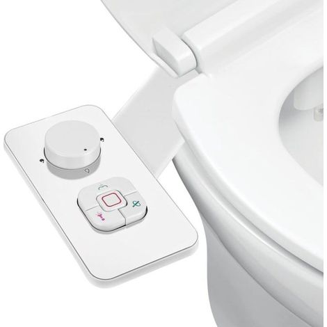 Bidet-WC mit integriertem Bidet im japanischen Stil, einstellbarem Wasserdruck und ausziehbaren, selbstreinigenden Doppeldüsen.